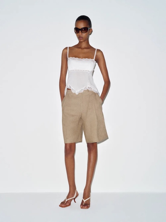Reformation Tops - Reformation White Lace-Trim Crop Cami Top
